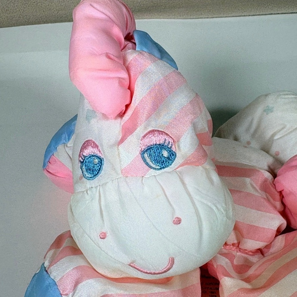 Vintage 1991 Fisher Price Puffalump HORSE Pony PINK Striped Plush Toy - Picture 2 of 11